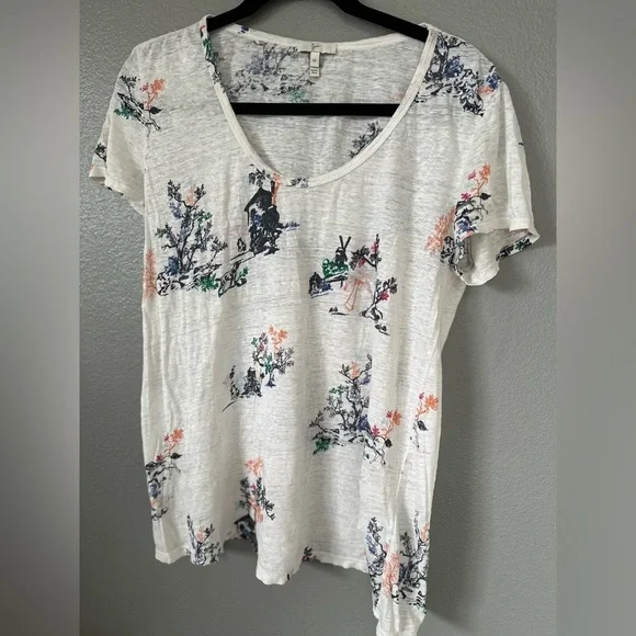 Joie Women’s Patterned Scoop Neck Short Sleeve Top Tee. Size: Medium. - Picture 5 of 13